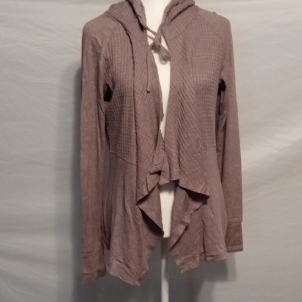 Mudd Women’s Hooded Cardigan Mauve Purple Open Front Sweater Small